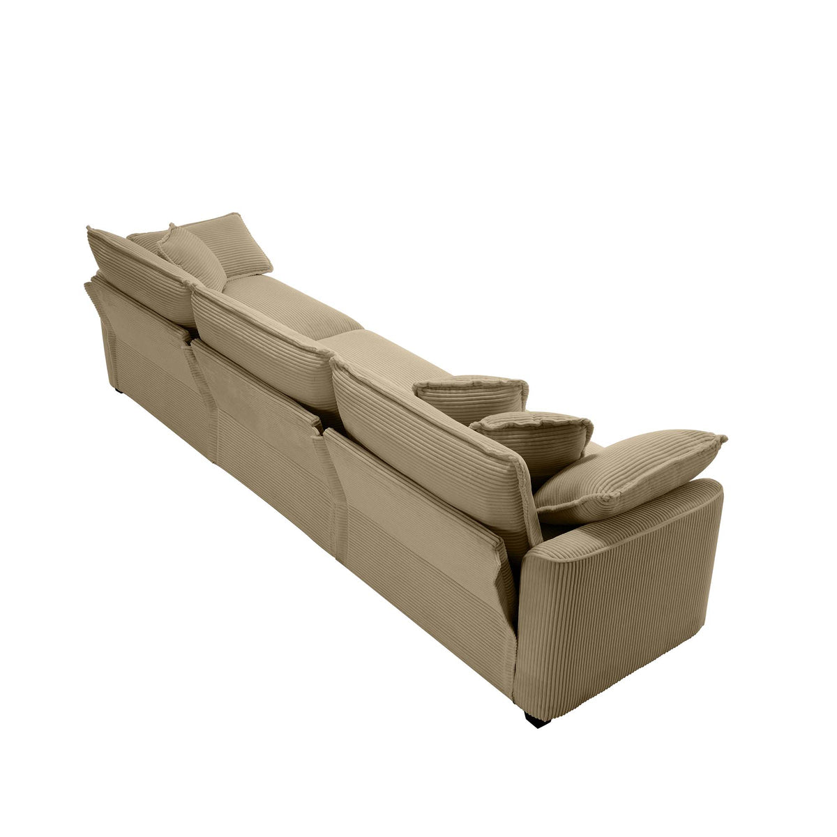 Mid Century Modern Sectional Set Of Two, One 3 Seater Sectional And One Single Seater Sectional With 2 Arm Pillows And 4 Throw Pillows, Living Room Sectional Tan Corduroy Fabric Tan Corduroy 4 Seat