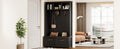 Versatile 4 In 1 Hall Tree With 6 Golden Hooks, Brown Wood Grain Bench With Multiple Storage Space, Entryway Coat Rack With 2 Drawers For Living Room, Hallway, Black, 47.2''W*76.6''H Black Primary