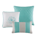 Printed Cotton Sateen Comforter Set Aqua King King Aqua Cotton