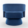 Swivel Barrel Chair, Velvet Accent Armchair 360 Degree Swivel Club Chair For Living Room Bedroom Reception Room Blue Foam Velvet