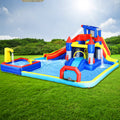 10 In1 Inflatable Slide Water Park Bouncing House Garden With Splash Pool & Water& Basketball & Climbing Wall & Dual Pools & Soccer Multicolor Oxford Fabric
