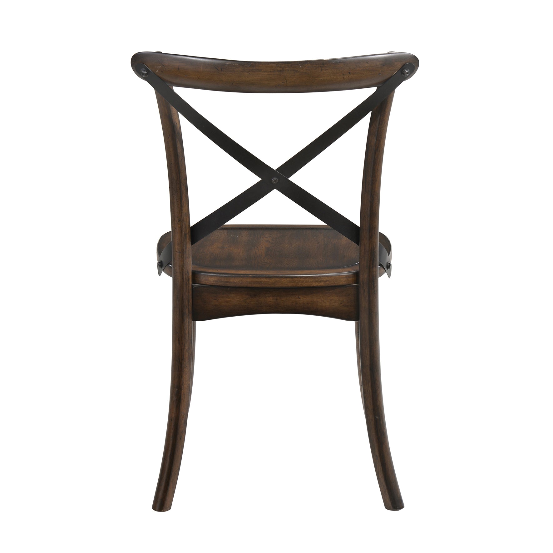 Dark Oak And Black Side Chair With X Shape Back Set Of 2 Rubberwood Solid Black Brown Dining Room Mid Century Modern Side Chair Rubberwood Cross Back Set Of 2 Wood Metal