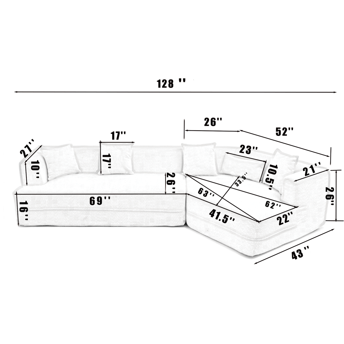 And Upgraded Extended Edition Modular Sofamodern Minimalist Style Sofa, Upholsteredfree Combination, Round Fiber Fabric, Anti Wrinkle Fabric,Dimension Exten, Creamy White Creamy White Polyester Primary Living Space Medium Soft Tight Back Modern Flared