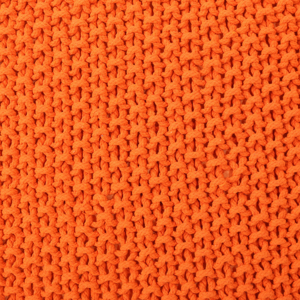 Hollis Knitted Cotton Pouf Cube 20 X 20 X 16 Pouf Orange Cotton