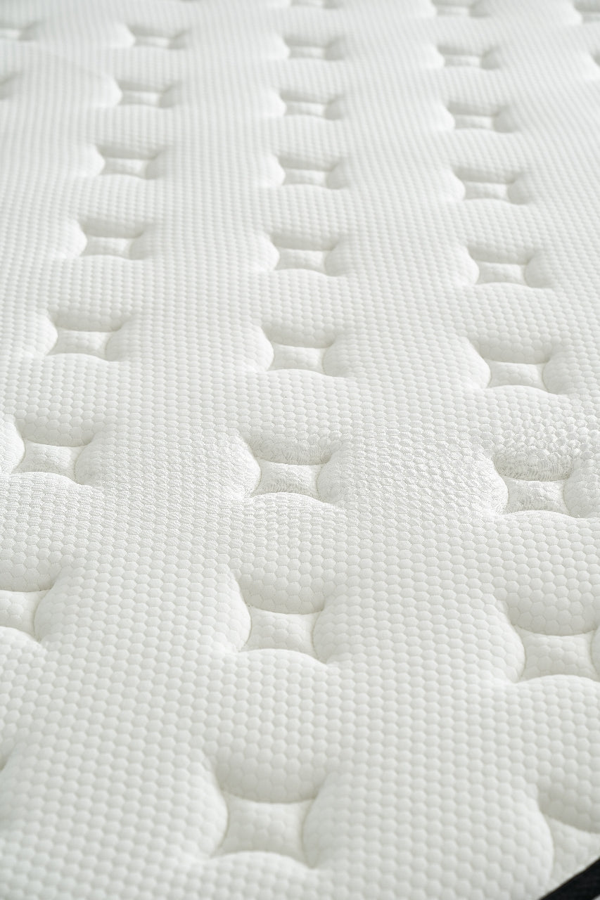 Hybrid 10 Inch Queen Mattress In A Box, Pillow Top Bed Cushion Withand Hypoallergenic Design, Medium Firm For Lumbar Support White Gray Foam Spring Queen