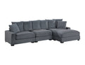 Living Room Furniture 1Pc Ottoman Dark Gray Corduroy Soft Cushion Cocktail Ottoman Wood Legs Dark Gray Primary Living Space Grey Contemporary,Modern Rectangle Corduroy