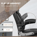 Vinsetto Executive Massage Office Chair With 6 Vibration Points, Heated Faux Leather Computer Desk Chair With Flip Up Armrest, Adjustable Height, Swivel Wheels, Black Black Leather