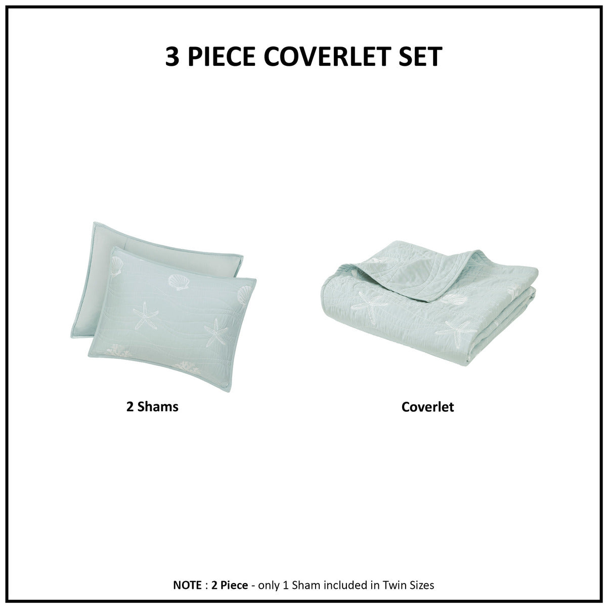 4 Piece Cotton Reversible Embroidered Quilt Set With Throw Pillow Aqua Full Queen Full Aqua Cotton