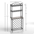 Industrial Wine Rack Bar Table, 3 Tier Liquor Bottle And Glass Holder With Storage Shelves, Metal And Wood Wine Organizer For Home Kitchen, Dining Room, And Living Room Black Brown Kitchen American