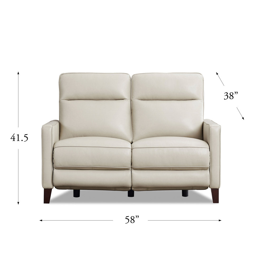 Ashby Power Headrest Zero Gravity Reclining Loveseat With Power Lumbar Beige Genuine Leather Wood Primary Living Space Medium Firm Tight Back Mid Century Modern Eucalyptus Square Arms Memory Foam
