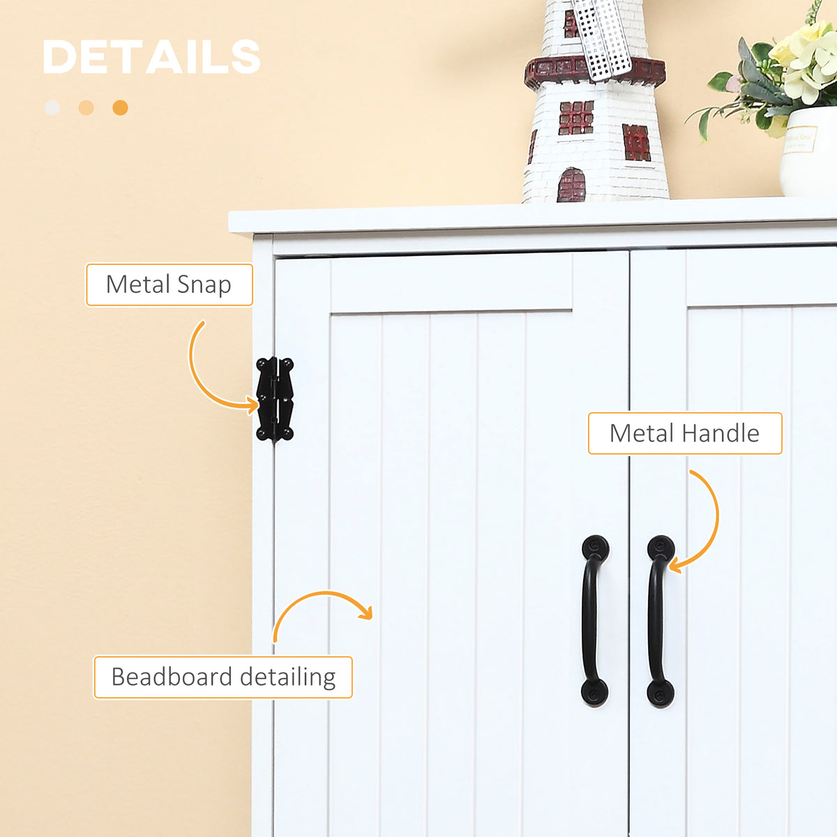 Homcom 48.5" Farmhouse Kitchen Pantry, Floor Storage Cabinet, Cupboard Organizer, White White Mdf