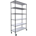 6 Tier 6000Lbs Capacity Nsf Metal Shelf Wire Shelving Unit, Heavy Duty Adjustable Storage Rack With Wheels & Shelf Liners For Commercial Grade Utility Steel Storage Rack, Black 82
