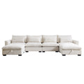 Big Deep Seat U Shaped Corduroy Sectional Couches For Living Room, 4 Seater Sofa Couch With 2 Storage Footstool And 4 Waist Pillows Corduroy, Beige Beige Corduroy 4 Seat