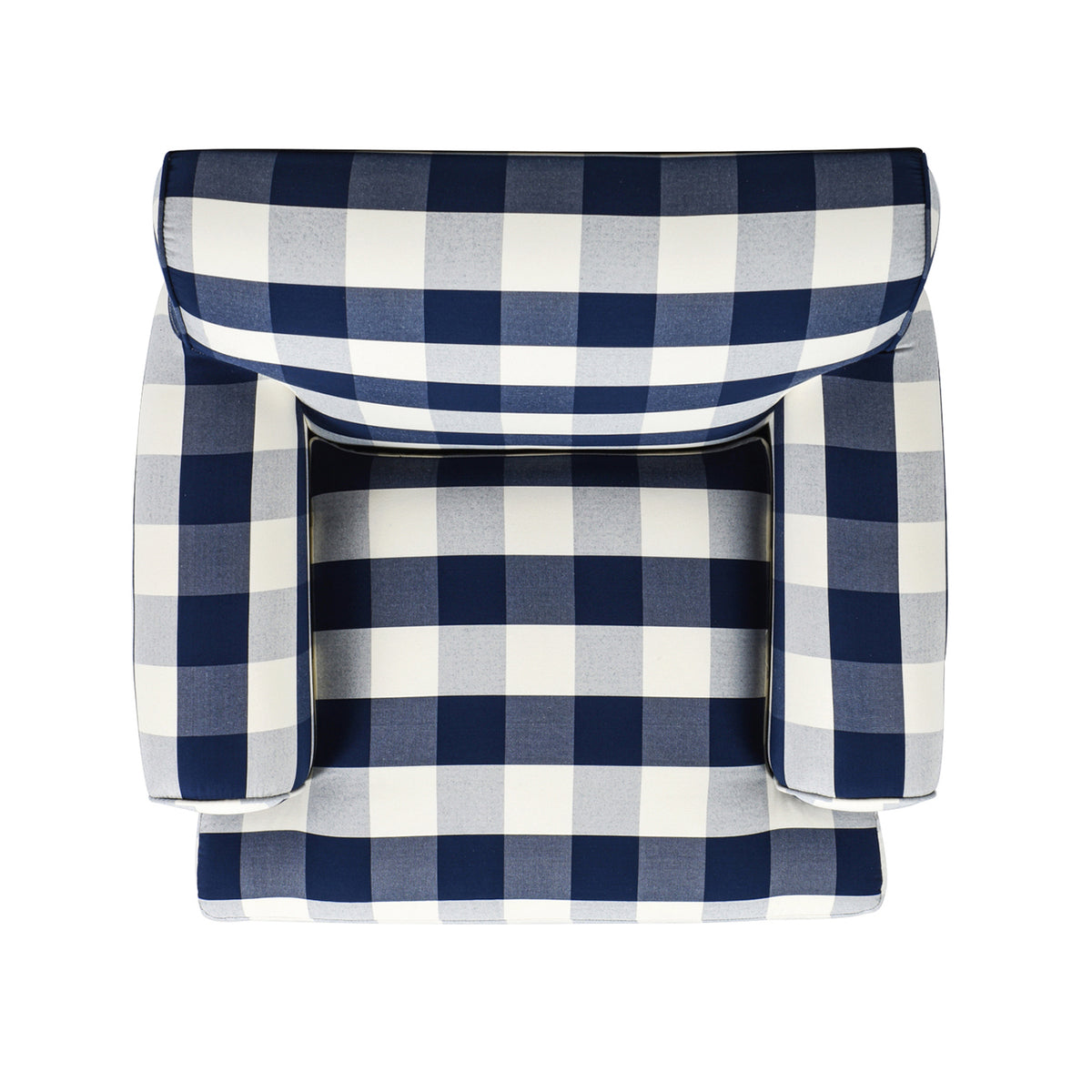 Alana 38" Lawson Accent Arm Chair Metal Casters, Blue Lattice Woven Blue Plaid Foam Fabric