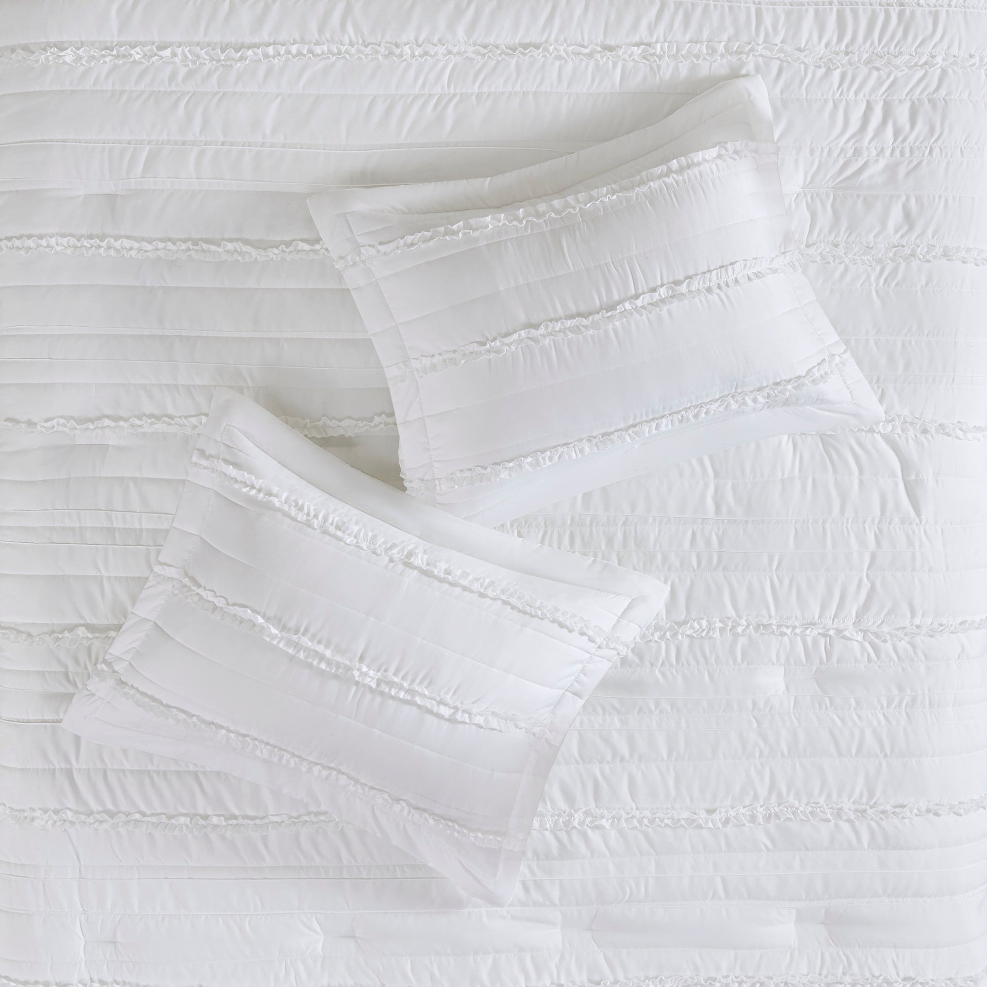 5 Piece Microfiber Ruffled Comforter Set White King King White Polyester