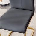 Table And Chair Set, The Table Is Equipped With A Marble Patterned Mdf Tabletop And Gold Table Legs.The Chair Is Equipped With Pu Synthetic Leather High Back Cushion And Gold Coated Metal Legs. Grey Gold Seats 6 Mdf Metal