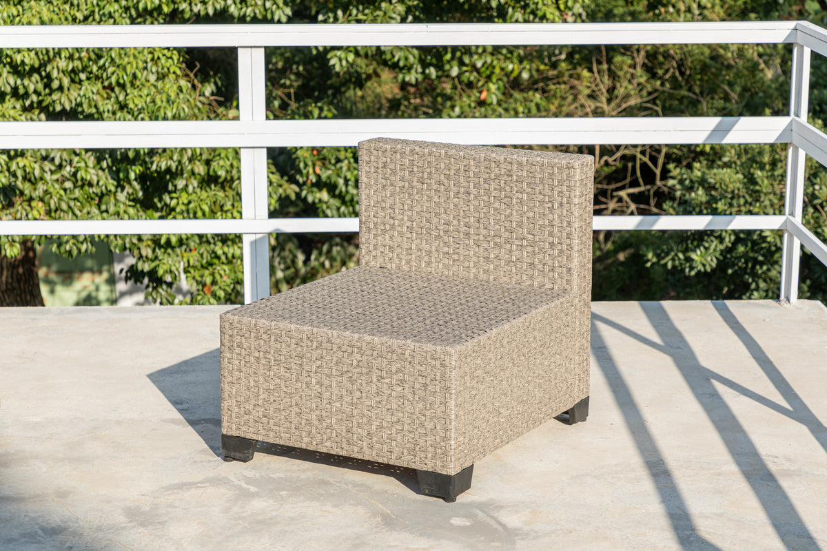 9 Piece Patio Furniture Set, All Weather Boho Outdoor Conversation Set Sectional Sofa With Water Resistant Grey Thick Cushions Beige Pe Rattan Iron Waterproof Fabric