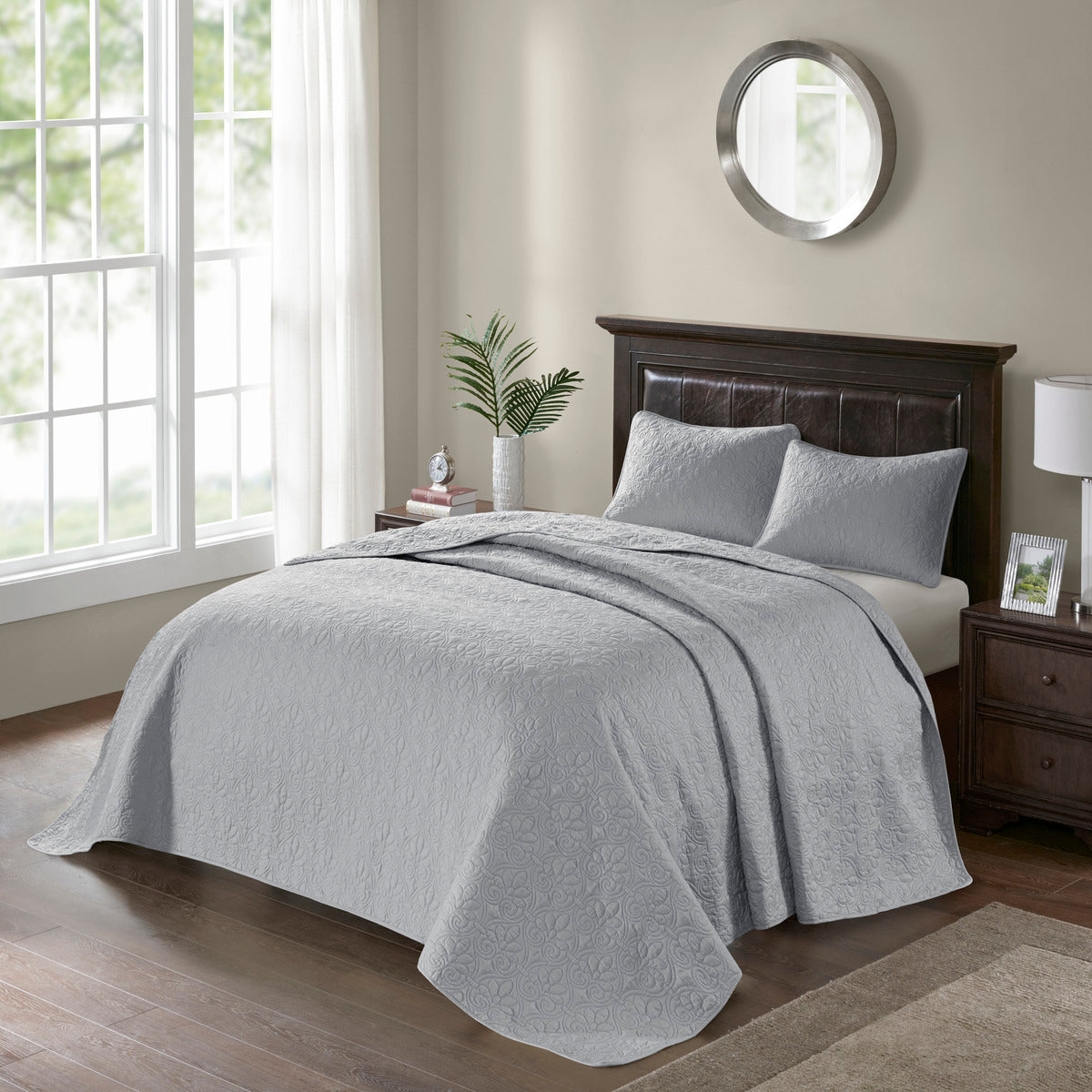 Reversible Quilt Set Grey Twin Twin Xl Grey Cotton