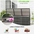 Outsunny 175 Gallon Outdoor Storage Box With Inner Liner, Pe Rattan Wicker Deck Box With Pneumatic Bar Lift For Indoor & Outdoor, Patio Furniture Cushions, Pool Toys, Garden Tools, Mixed Gray Grey Steel