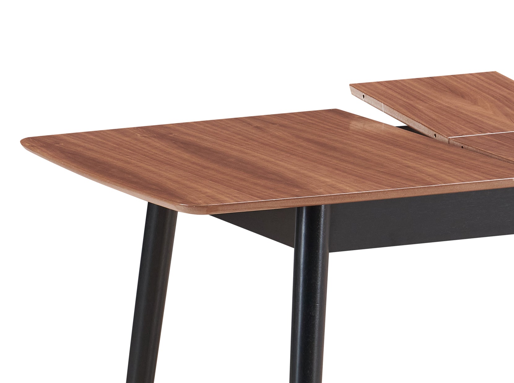 Natural And Black Dining Table With Bufferfly Extension Leaf Natural Black Seats 6 Dining Room Mid Century Modern Rectangular Wood