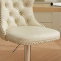 Swivel Pu Leather Barstools Adjusatble Seat Height From 25 33 Inch, Chrome Base Bar Stools With Backs Comfortable Tufted For Home Pub And Kitchen Island, Beige,Set Of 2,1512Bg Beige American Design Bar Stools Wing Back Foam Pu Leather
