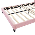 2 Pieces Bedroom Sets Full Size Flower Shaped Upholstered Led Platform Bed With Storage Ottoman Sherpa Fabric, Pink Full Pink 2 Piece Set Wood