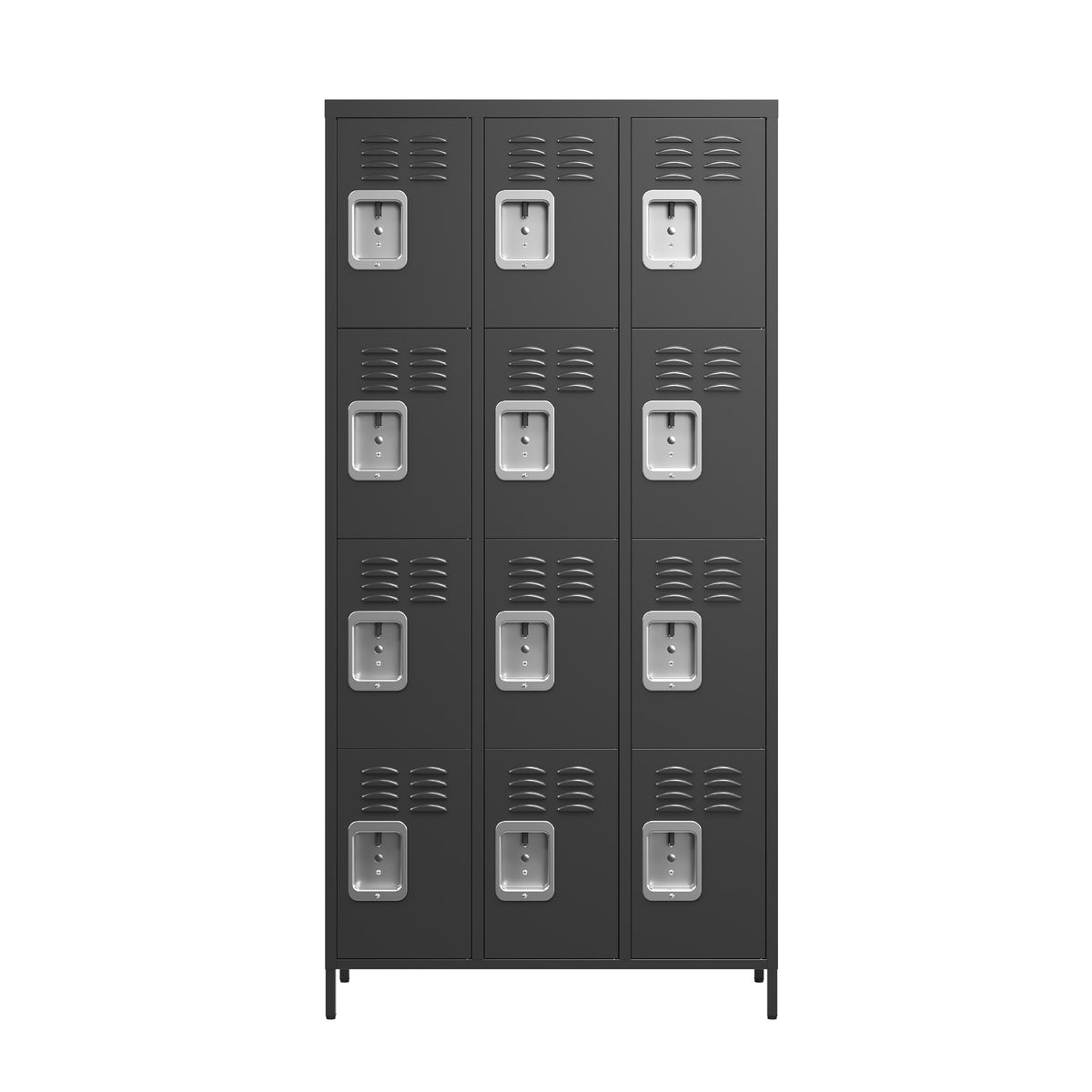 12 Door 72"H Metal Lockers With Lock For Employees,Storage Locker Cabinet For Home Gym Office School Garage,Easy Assembly,Black 5 Or More Spaces Black Primary Living Space Door Locks Modern Metal