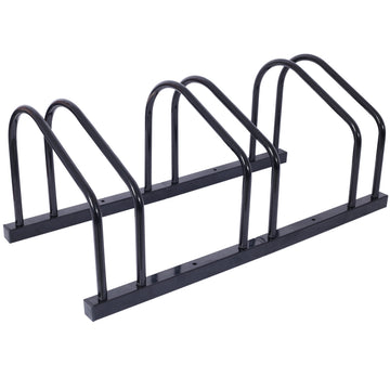 3 Bikes Floor Bike Stand, Bike Parking Rack Garage Bike Storage Stand Indoor Outdoor 22 28" Wheel Stand, Max. Tire Width 2.15",Black Painted Black Steel