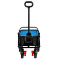 Mini Folding Wagon Garden Shopping Beach Cart Black Blue Brake Black Blue Metal