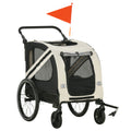 Aosom 2 In 1 Pet Bike Trailer For Small Dogs, Road Visibility Bicycle Stroller, Weather Strong Bike Wagon Trailer Sidecar Attachment, White White Steel