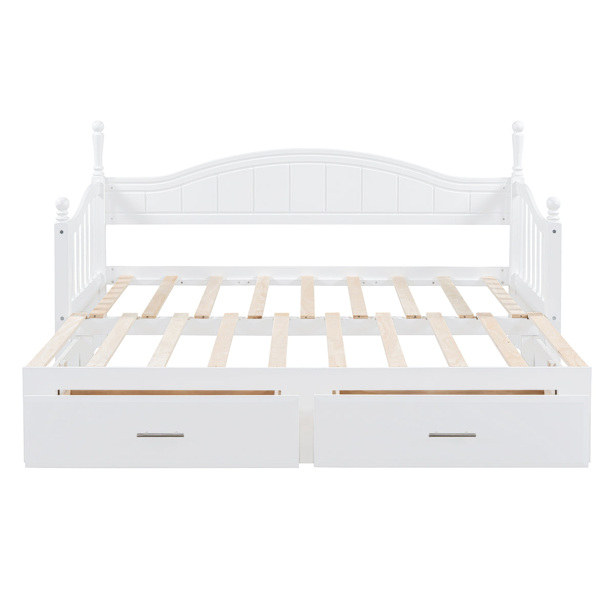 Wooden Twin Size Daybed With Twin Size Trundle, Extendable Daybed With Two Storage Drawers,White Expected Arrival Time:9.12 Twin White Wood