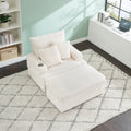 39 Inch Spring Upholstered Armchair And Ottoman Set Comfortable Single Sofa With Cup Holder And Corduroy Fabric, Perfect For Living Room Or Bedroom White Corduroy 1 Seat