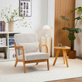 Mid Century Modern Accent Chair, Arm Chair Living Room Chairs With Pillow Upholstered Reading Chair With Solid Wood Frame & Living Room Bedroom Balcony Beige Beige Brown Primary Living Space