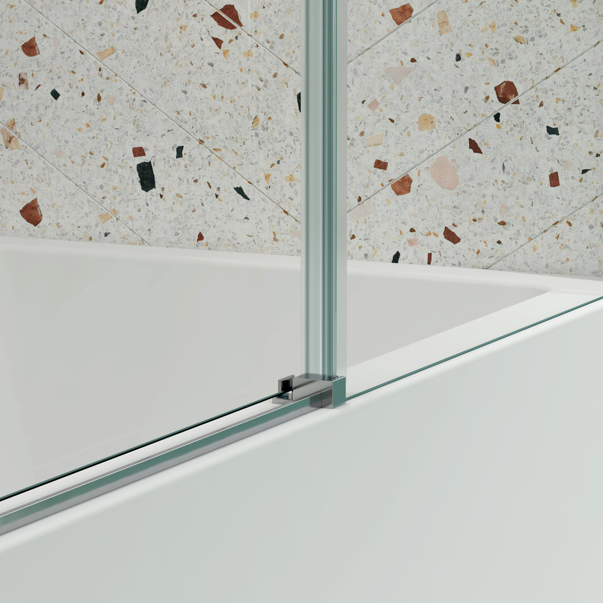 Bathtub Shower Door, Sliding Door, With 5 16" Tempered Glass And Polished Finish 6058 Chrome Bathroom Aluminium Alloy