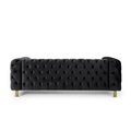 Mirod Comfy 3 Seat Sofa With Tufted Back And Arm, Modern For Living Room Black Velvet 3 Seat
