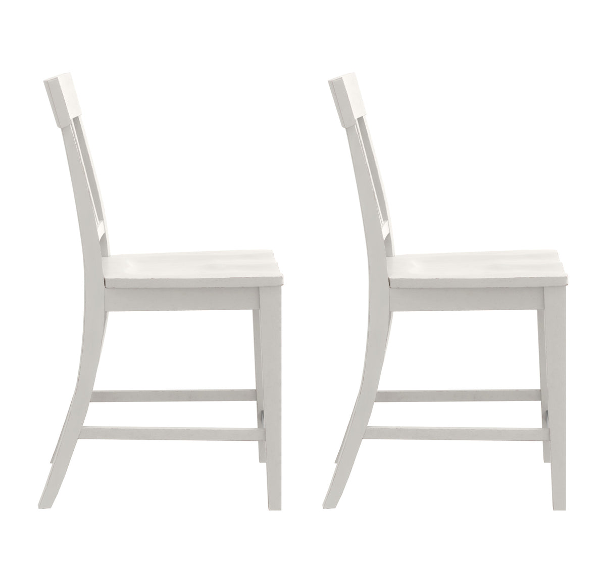 Haidel White Slat Back Counter Stools, Set Of 2 White Solid Wood