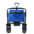 Folding Wagon Garden Shopping Beach Cart Blue Blue Metal