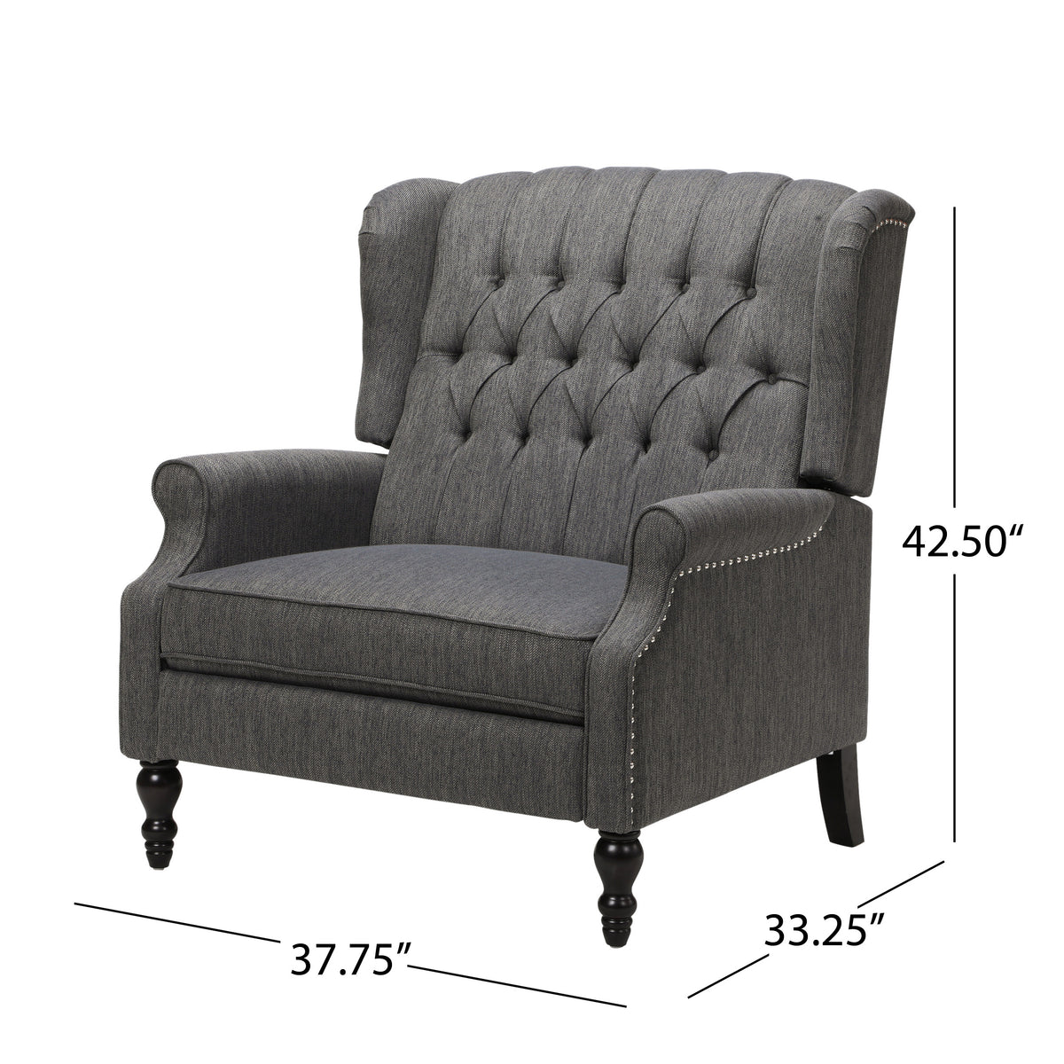 One And Half Seater Recliner Charcoal Fabric