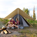 Outsunny 15.4'X15.4'X8.5' Teepee Tent, Waterproof Camping Tent With Porch Area, Floor And Carry Bag, For 2 3 Person Outdoor Backpacking Camping Hiking, Coffee Coffee Fabric