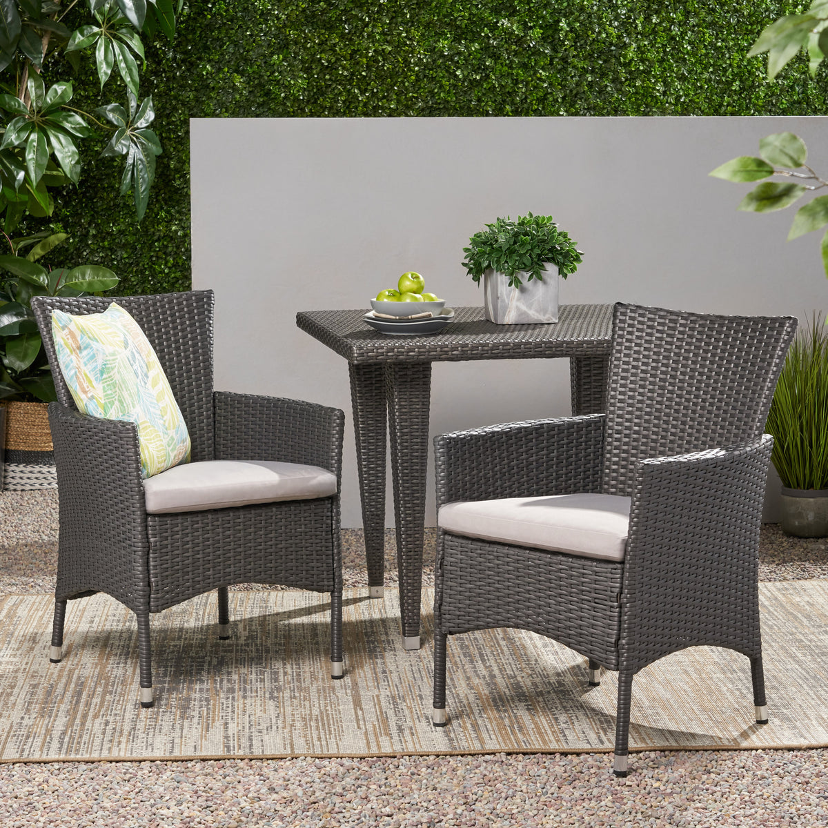 Malta Dining Chair Set Of 2 Grey Wicker