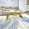 Modern Design Gold Stainless Steel Frame Coffee Table Water Tempered Glass Coffee Table For Bedroom Living Room Gold Modern Open Storage Rectangular Stainless Steel,Tempered Glass