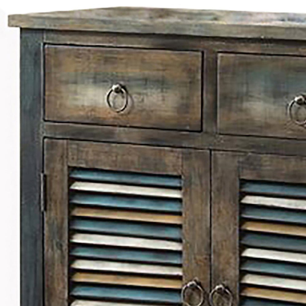 Antique Oak And Teal 2 Door Console Table Oak Primary Living Space Vintage Drawers Rectangular Wood