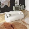 Andrew Beige Boucle Sofa Beige,Ivory White,Light Beige,White Wood Primary Living Space Medium Firm Mid Century Modern Foam Boucle,Solid Wood 3 Seat