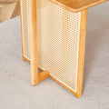 Chinese Country Retro Solid Wood Dining Table, Simple Modern Imitation Rattan Dining Table, Wooden Dining Table, Desk. Suitable For Dining Room, Living Room, Office Wood Rubber Wood