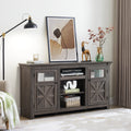 2 Doors Cabinet Farmhouse Cabinet, Farmhouse Tv Stand Barn Design,Modern Farmhouse Tv Media Stand, Large Barn Inspired Home Entertainment Console,Grey, 60.23