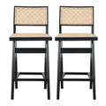 Keira Rattan Bar Stool Set Of 2 Black,Rattan Rattan,Solid Wood
