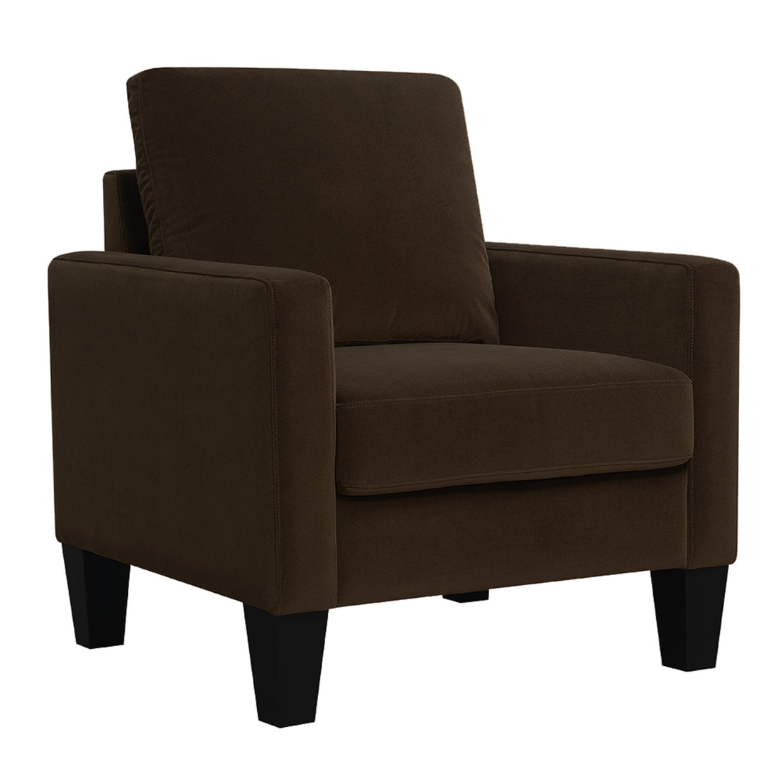 1Pc Mid Century Modern Upholstered Living Room Arm Chair Brown Microfiber Wood Fabric Brown Primary Living Space Contemporary,Mid Century Modern,Modern Foam Wood