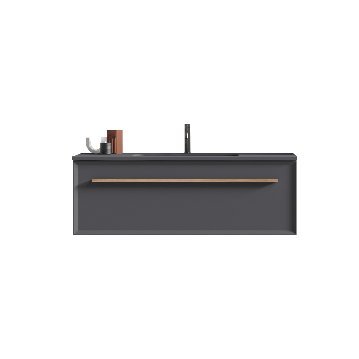 U053 Nevia48W 207 Nevia 48" Exclusive Gray Bathroom Vanity With Gray Solid Surface Sink, Wall Mounted Floating Bathroom Vanity For Modern Bathroom, One Piece Gray Basin Without Drain, Pre Assembled Gray Plywood