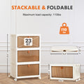 3 Tier Stackable Plastic Storage Bins With Lid 23Qt Foldable Organizers And Storage With Magnetic Doors & Lockable Wheels White Plastic