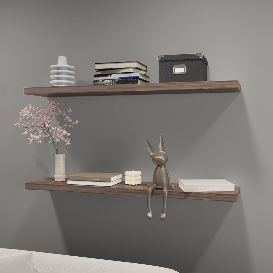 Greer Floating Shelf In Melamine X2,Cognac Cognac Minimalist,Modern Particle Board Melamine